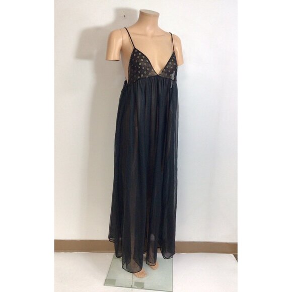 Lily of France Vintage Black Sheer Nightgown Made in USA Womens Small - Picture 1 of 8